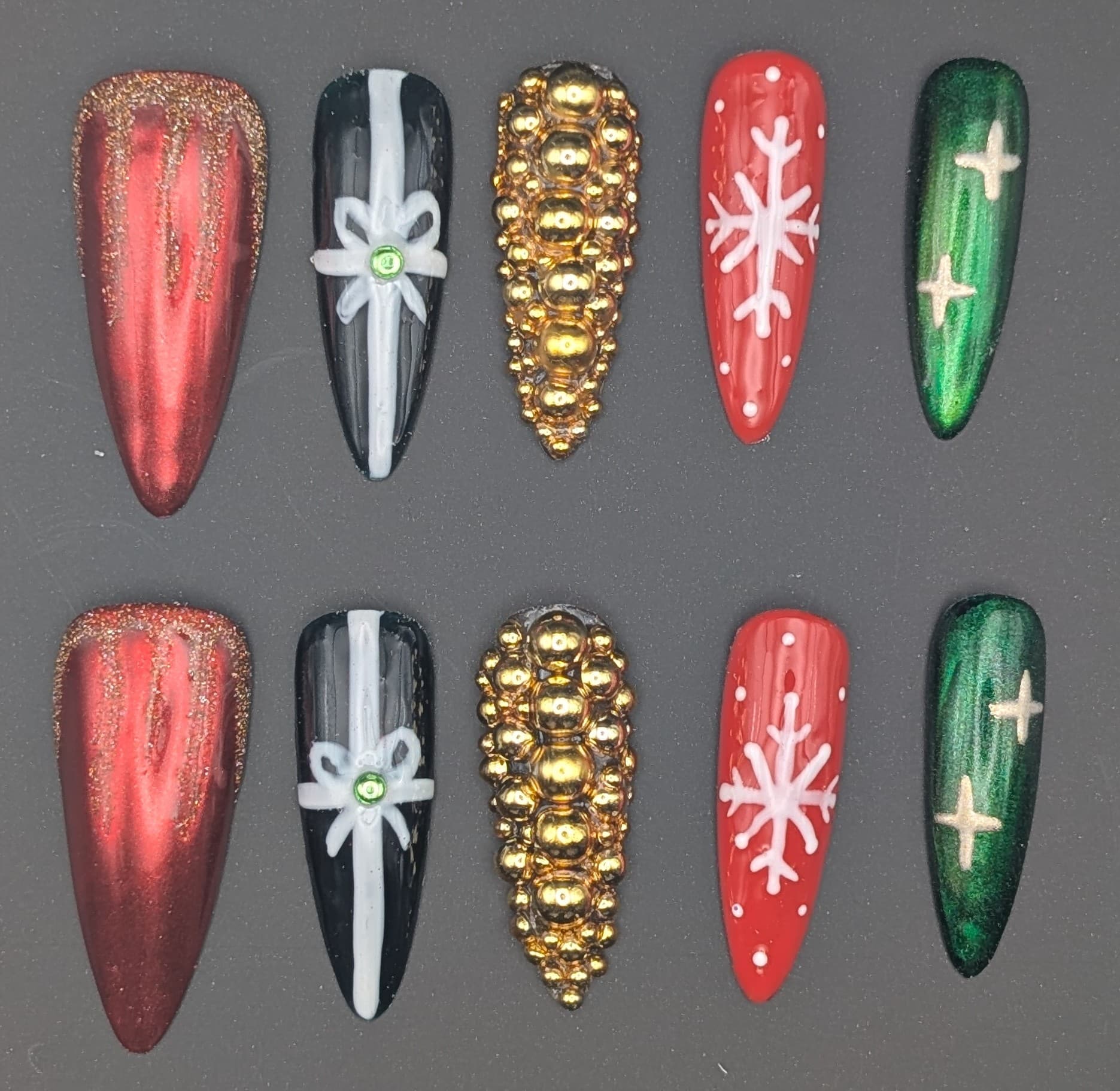 Hand-painted press-on nail set: Aurora Noel by The Nail Eclipse Club