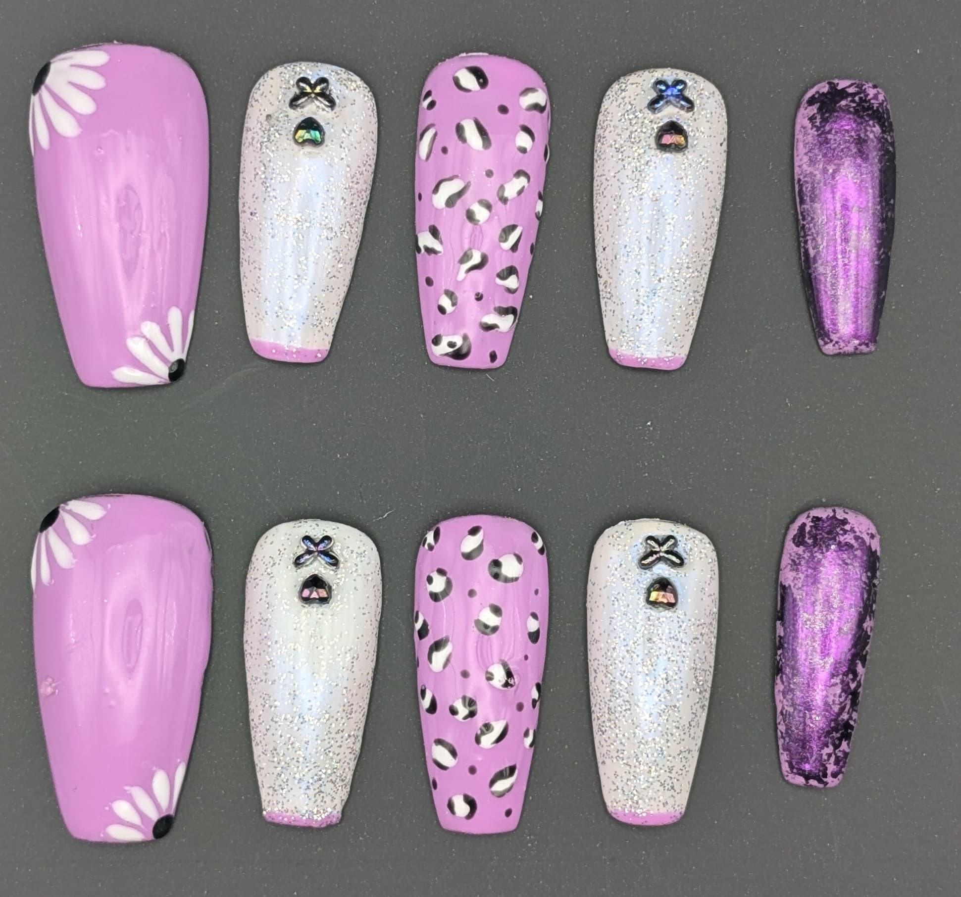 Hand-painted press-on nail set: Amethyst Mirage by The Nail Eclipse Club